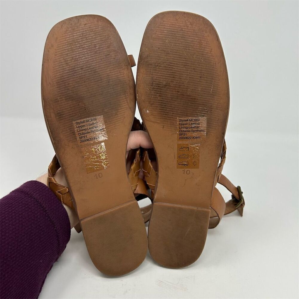 Madewell Cassia Whipstitch Sandals English Saddle Brown Size 10 Summer Casual - Picture 9 of 12